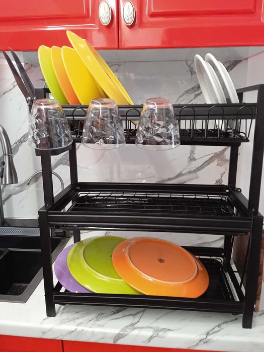 Égouttoir de vaisselle 3 étages en métal
