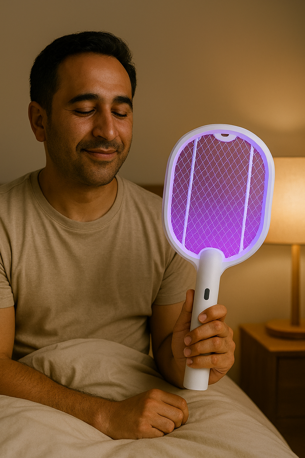 Raquette Anti-Moustiques 3‑en‑1 (Lampe &amp; Support) | راكيت حماية 3 في 1 ضد الناموس