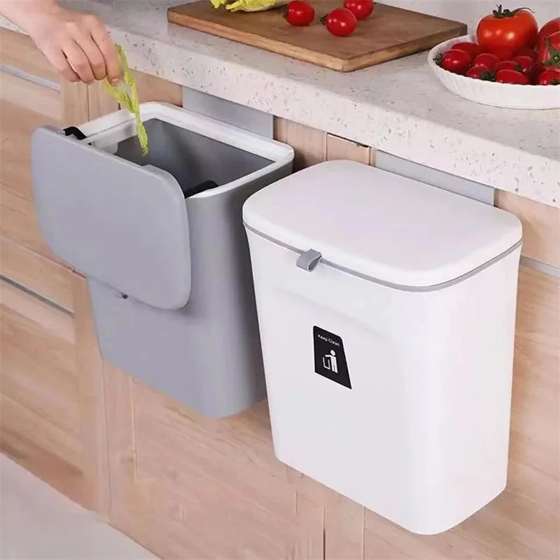 Poubelle de Porte d&#39;Armoire de Cuisine avec Couvercle