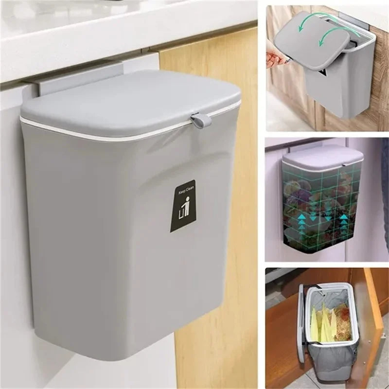 Poubelle de Porte d&#39;Armoire de Cuisine avec Couvercle