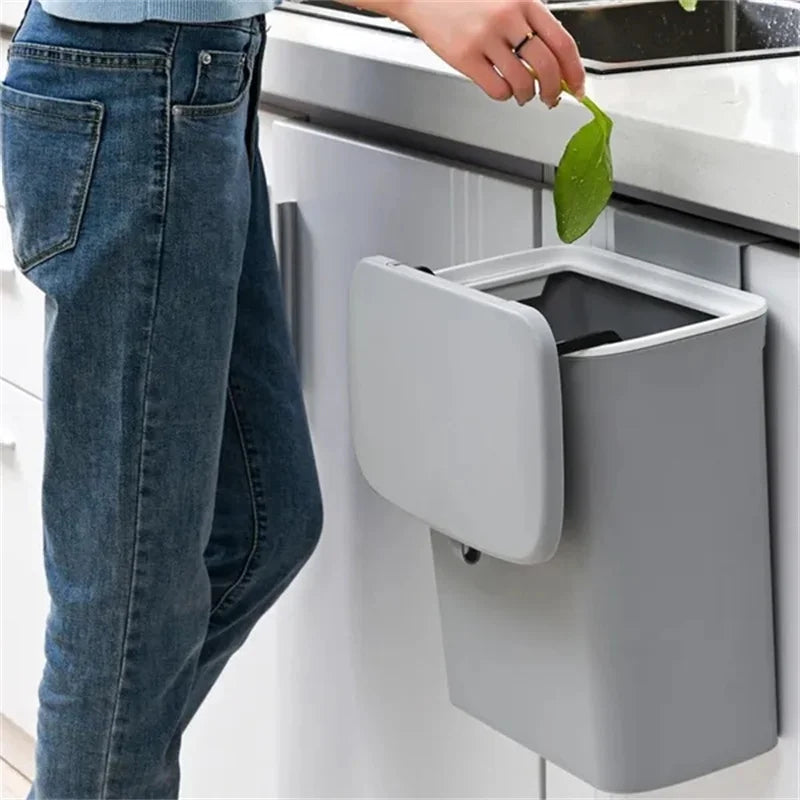 Poubelle de Porte d&#39;Armoire de Cuisine avec Couvercle