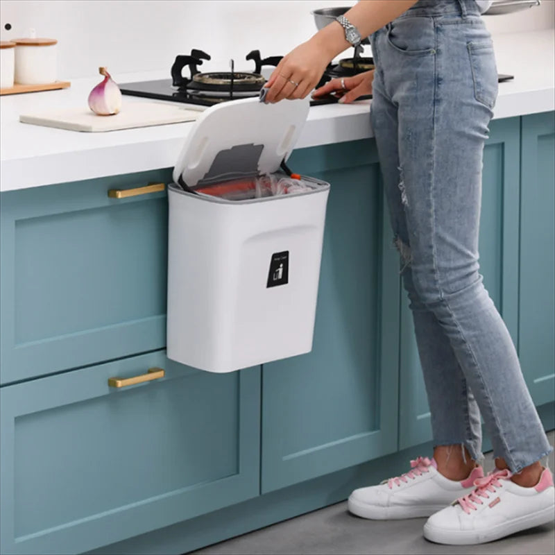 Poubelle de Porte d&#39;Armoire de Cuisine avec Couvercle