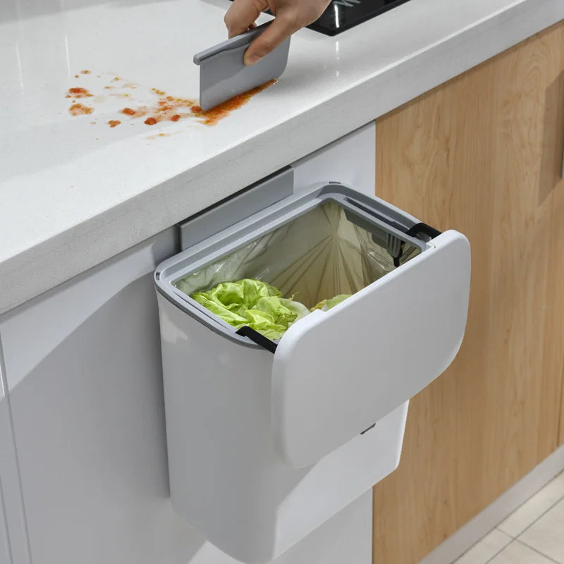 Poubelle de Porte d&#39;Armoire de Cuisine avec Couvercle