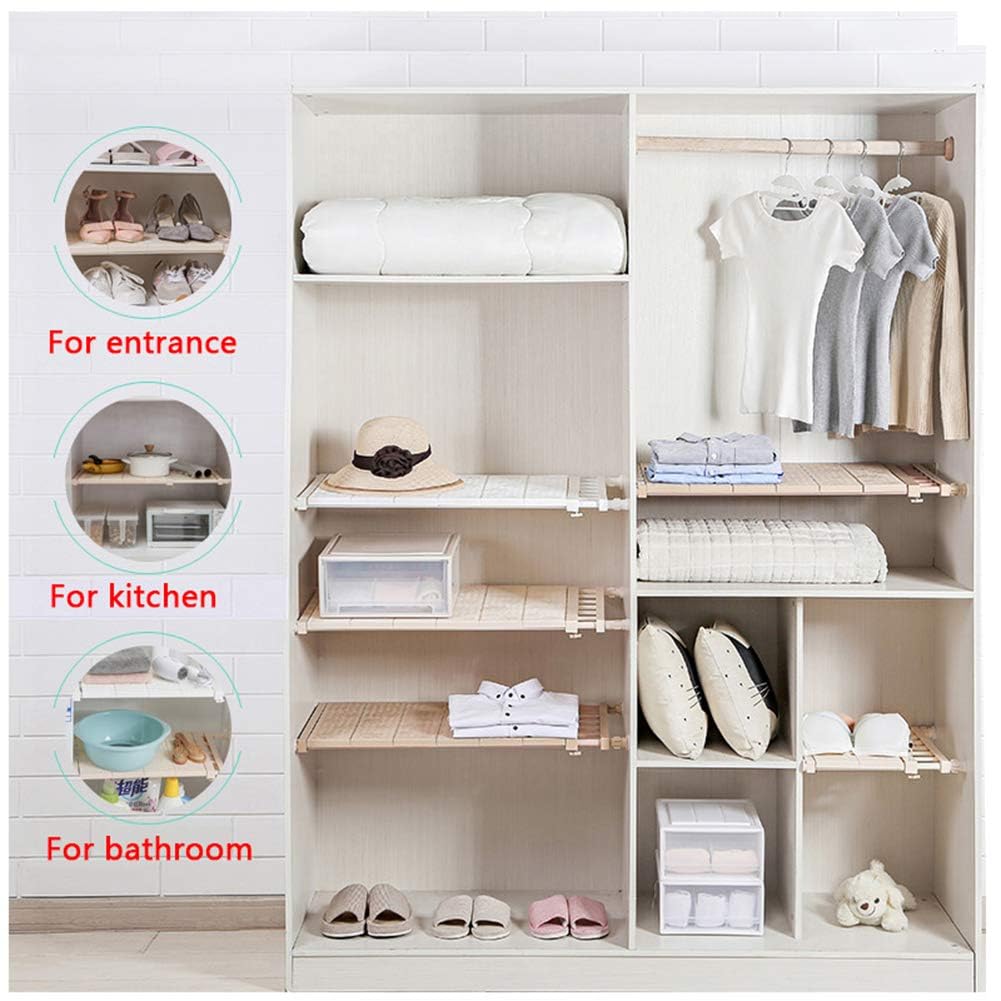 Armoire à compartiments superposés Étagère télescopique réglable pour placard Pas besoin de percer Rack de rangement pour chambre à coucher, salle de bain, cuisine