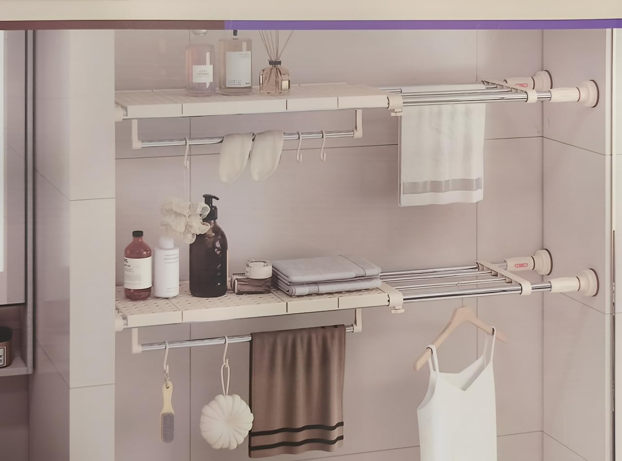 Armoire à compartiments superposés Étagère télescopique réglable pour placard Pas besoin de percer Rack de rangement pour chambre à coucher, salle de bain, cuisine