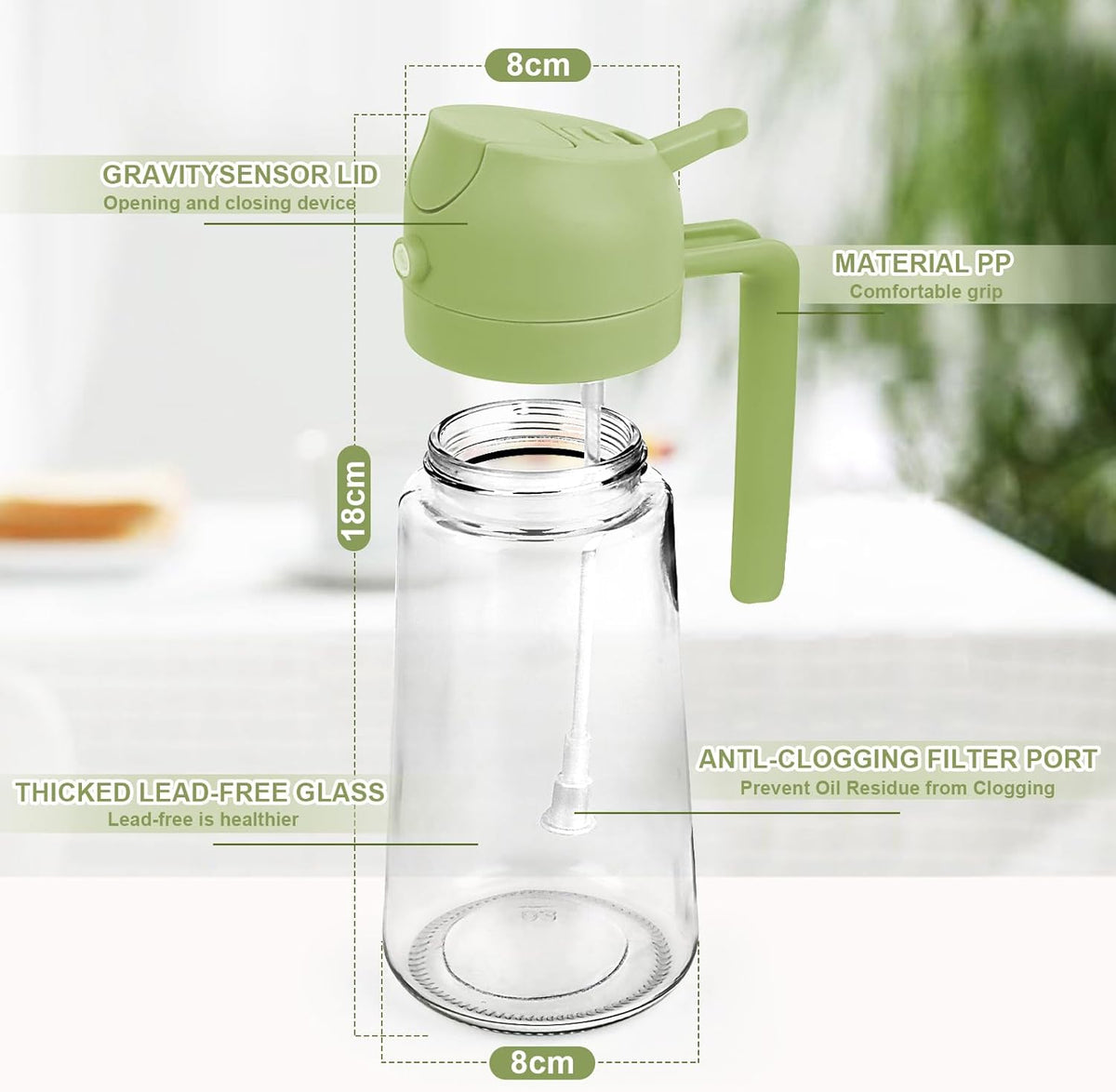 2 en 1 Pulvérisateur d&#39;huile,470 ML Pulverisateur Huile Cuisine,Spray Huile d&#39;olive, Spray d&#39;huile Renforcé,Bouteille Huile pour Cuisiner