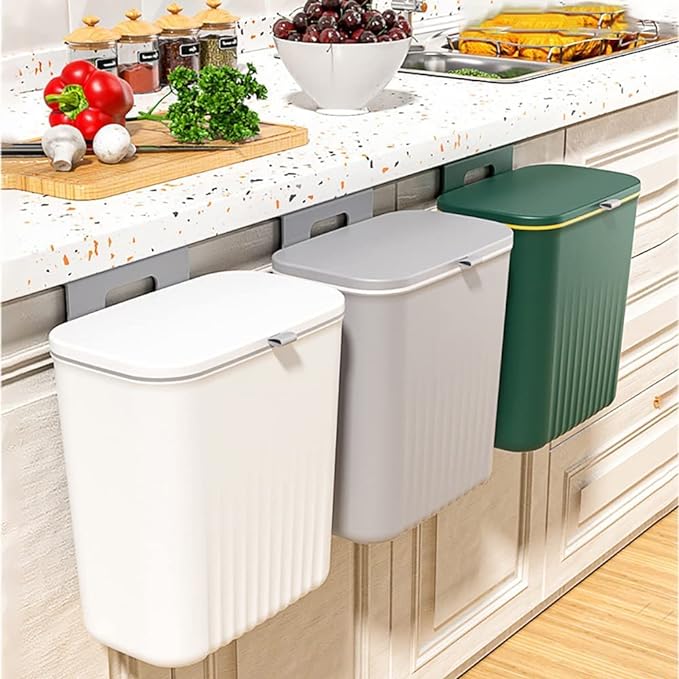 Poubelle de Porte d&#39;Armoire de Cuisine avec Couvercle