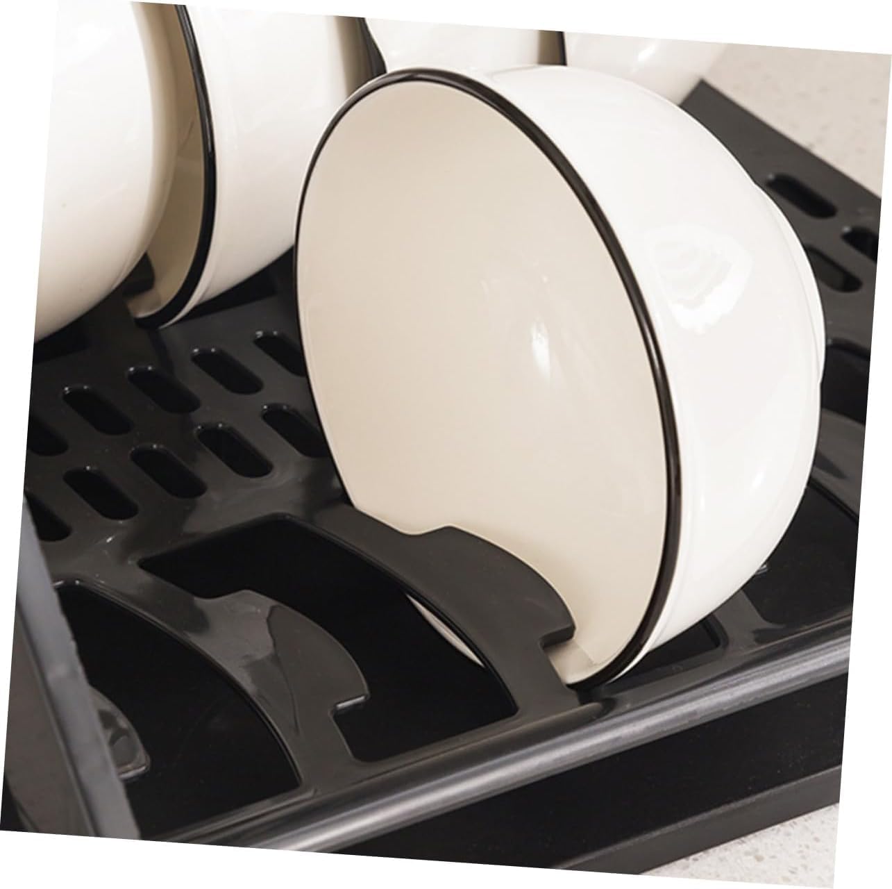 Égouttoir à vaisselle et organiseur de bols à 2 niveaux avec tiroir étanche Égouttoir compact en forme de X pour sécher la vaisselle dans la cuisine