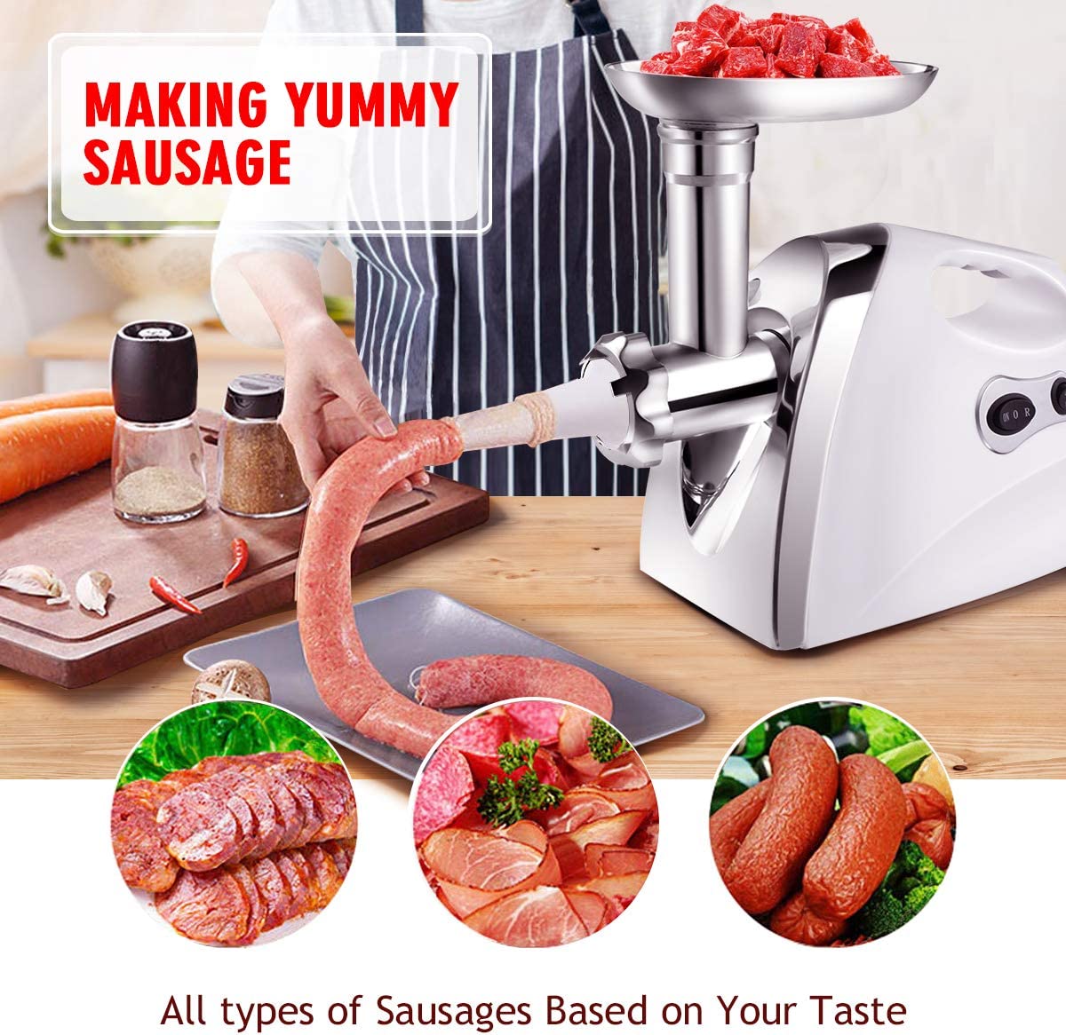 Hachoir à viande électrique en acier inoxydable