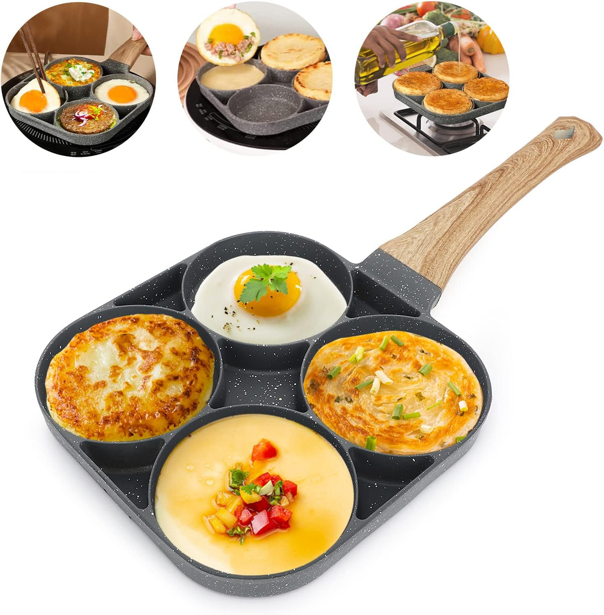 Poêle à Crêpes à 4 Emplacements Antiadhésive