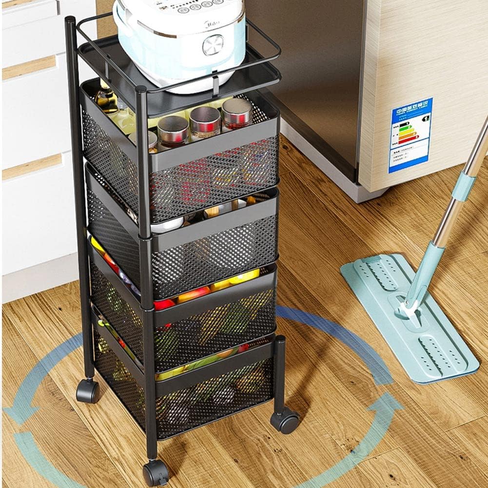 Chariot à roulettes de cuisine en métal avec 5 étagères