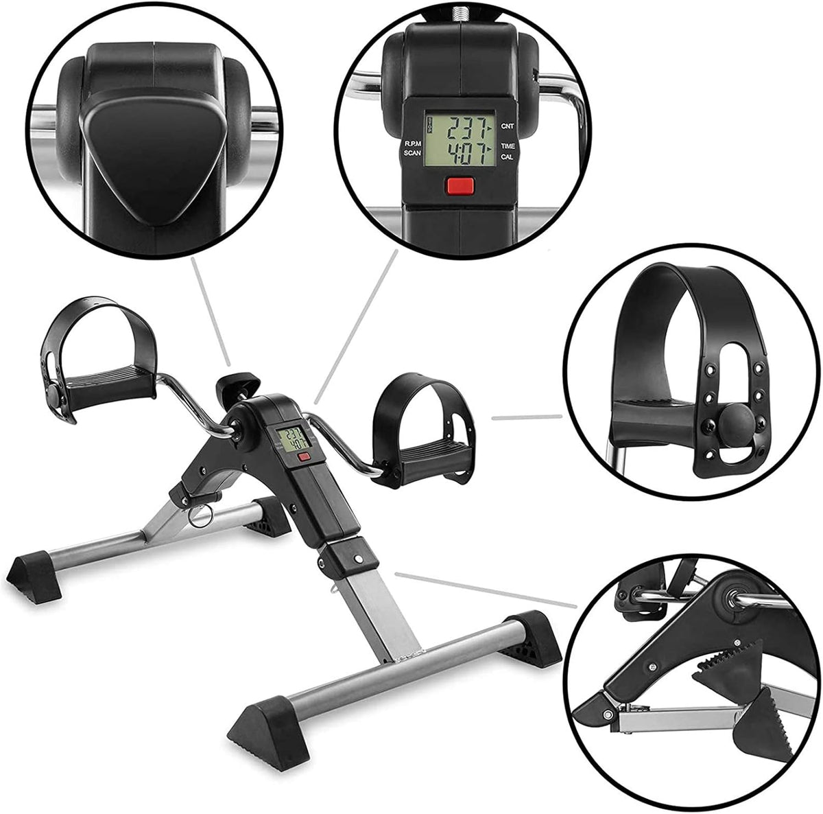 Pédale Vélo d&#39;exercice pliable pour jambes et bras, équipé d&#39;un écran