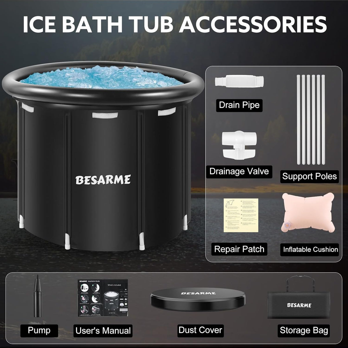 Bain de glace Besarme ❄️ gonflable pour sportifs – Récupération rapide et naturelle !❄️