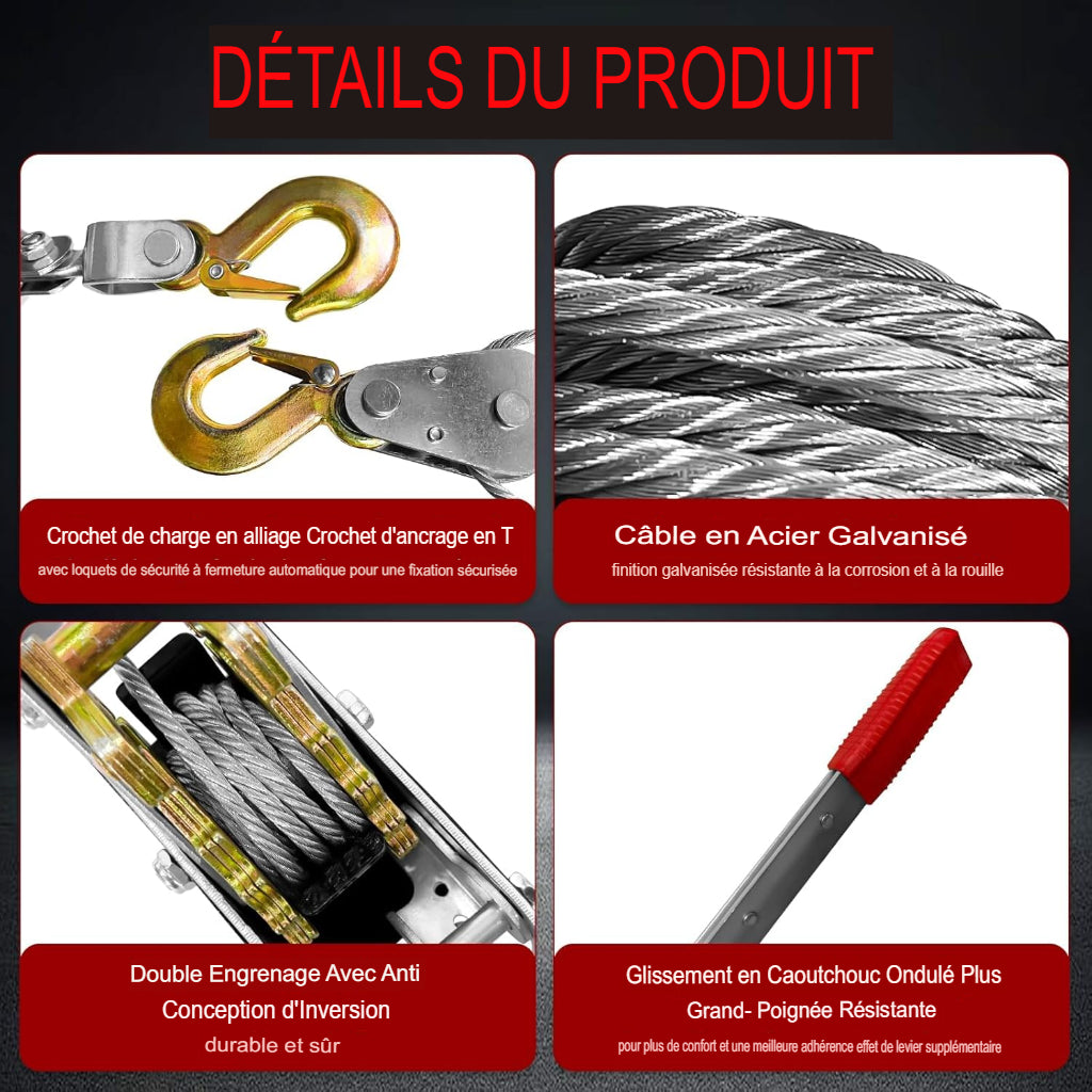 رافعة يدوية فولاذية لسحب 2 طن بدون كهرباء