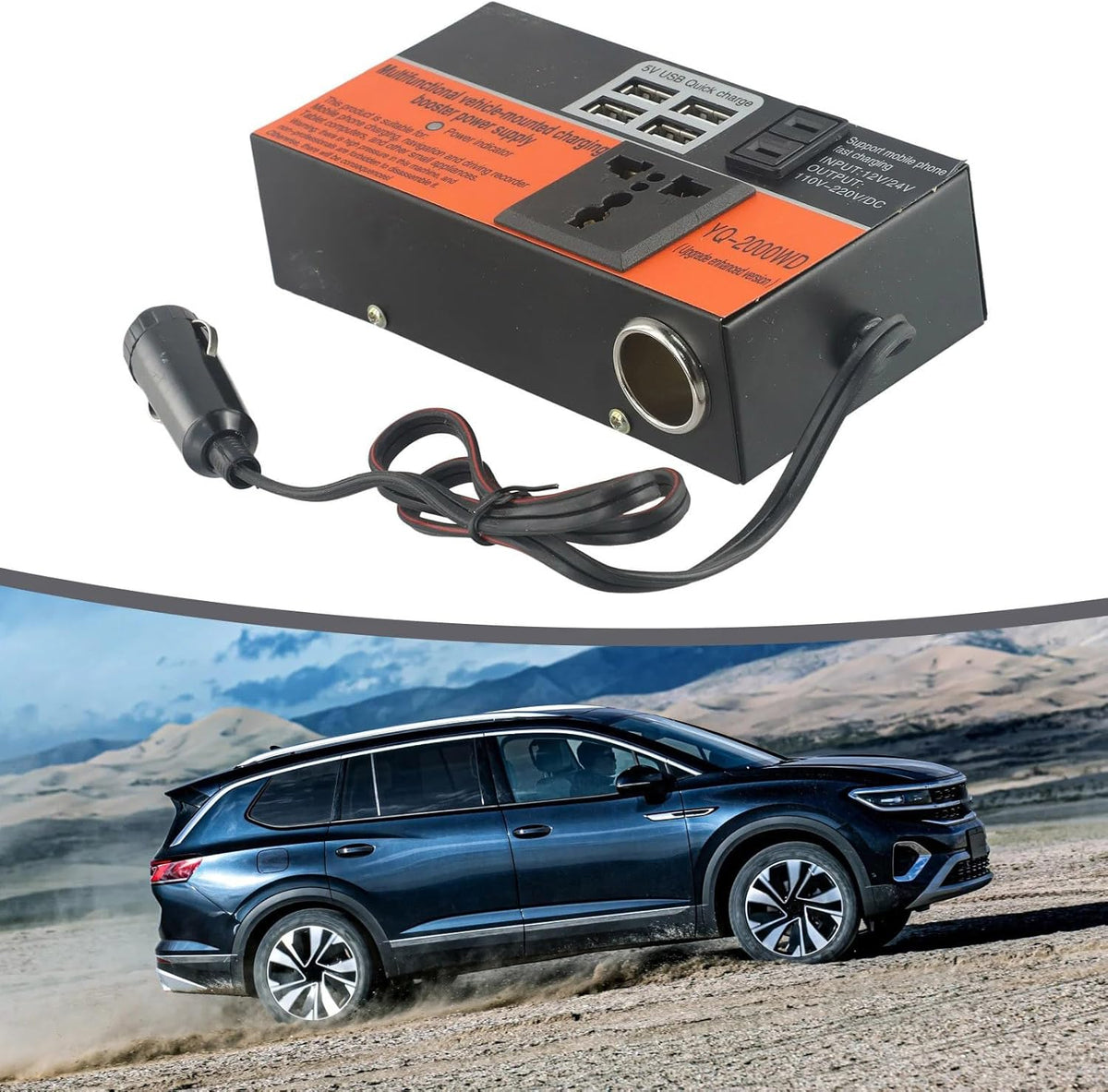 Convertisseur de Tensions pour voiture DC 12 V 24 V vers AC 110 V/220 V – محول تيار الكهربائي في السيارة