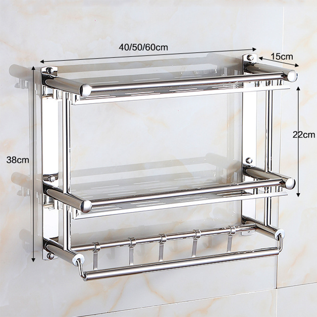 Étagère à serviettes murale en acier inoxydable
