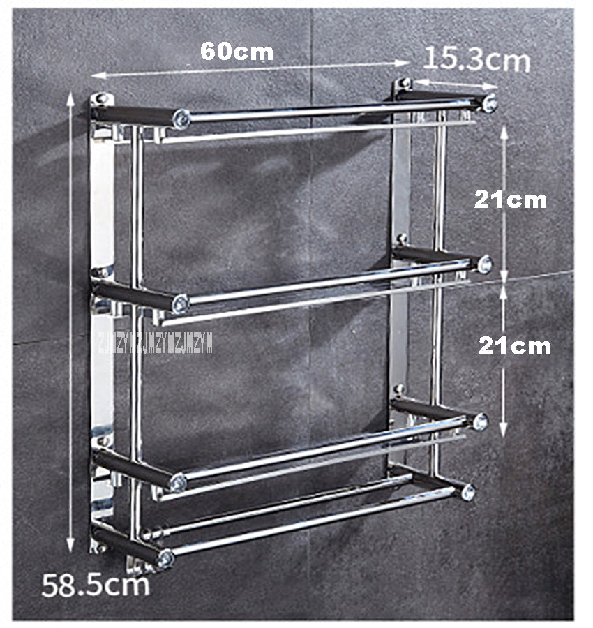 Étagère à serviettes murale en acier inoxydable