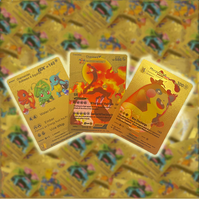Cartes Pokémon collection rare gold boîte 10 cartes 