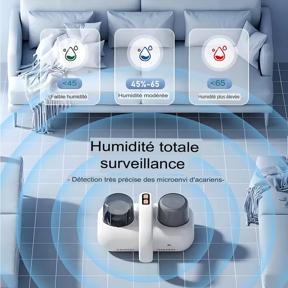 Aspirateur à main sans fil pour matelas, dissolvant d&#39;acariens UV 10KPa, aspiration puissante pour le nettoyage des oreillers de lit, des vêtements et du canapé