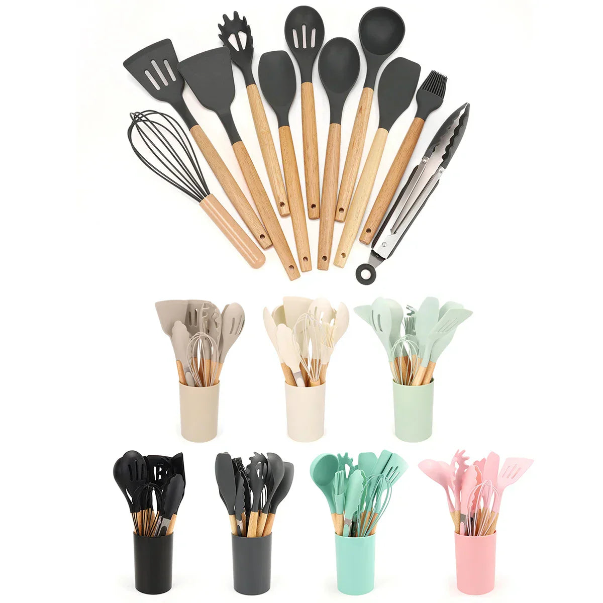 Ensemble d&#39;Ustensiles de Cuisine en Silicone Organique