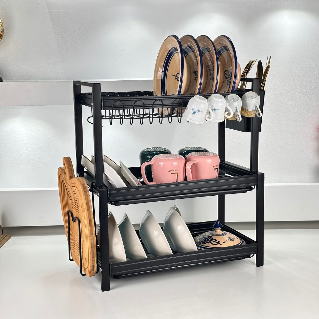 Égouttoir de vaisselle 3 étages en métal