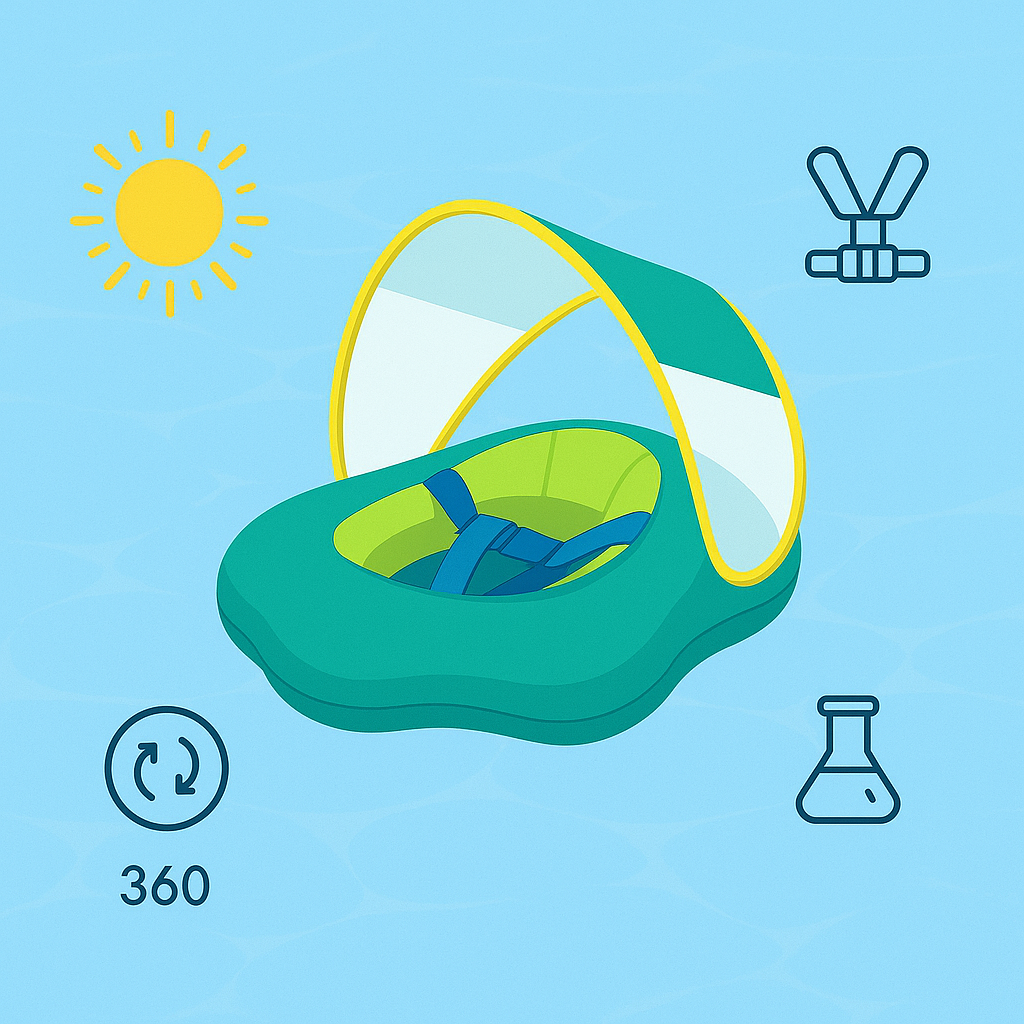 Bouée Bébé avec Auvent UV (UPF50+) | راحة وأمان لطفلك تحت الشمس