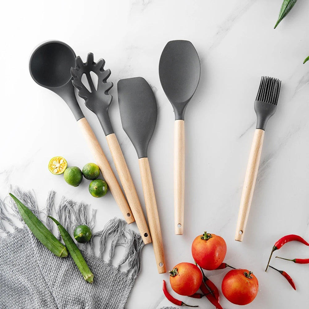 Ensemble d&#39;Ustensiles de Cuisine en Silicone Organique